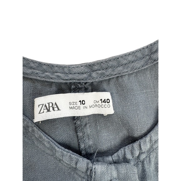 Zara Kids Girls Blue Grey 100% Linen Cut Out Sleeveless Jumpsuit Size 10 140 - Picture 5 of 10